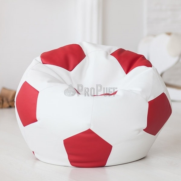 Пуфик DreamBag Мячик Бело-Красный ЭкоКожа